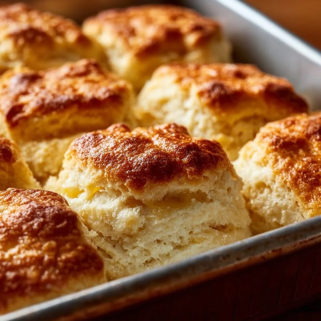 Freshly baked butter swim biscuits on a wooden table