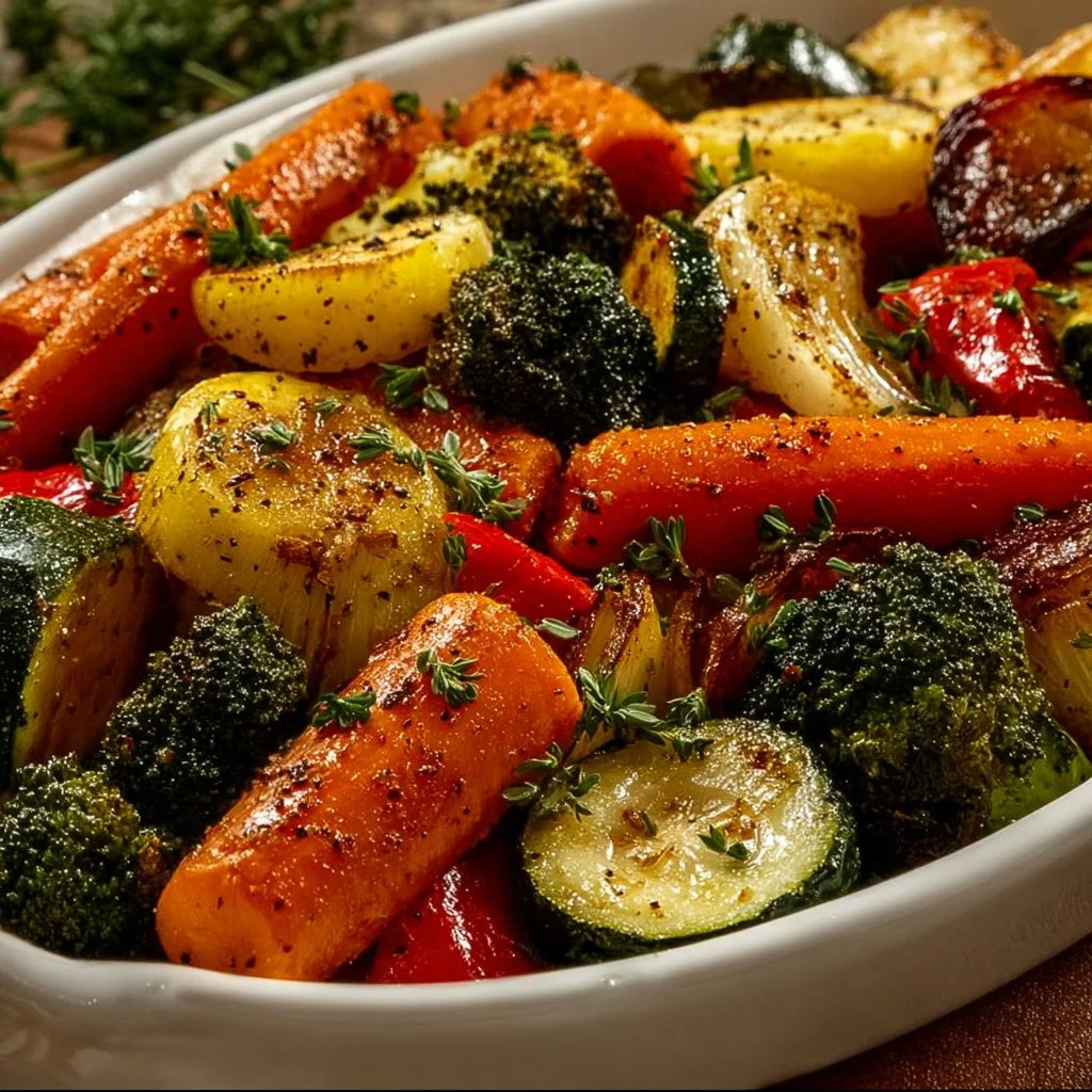 Delicious roasted vegetables topped with Cowboy Butter seasoning.