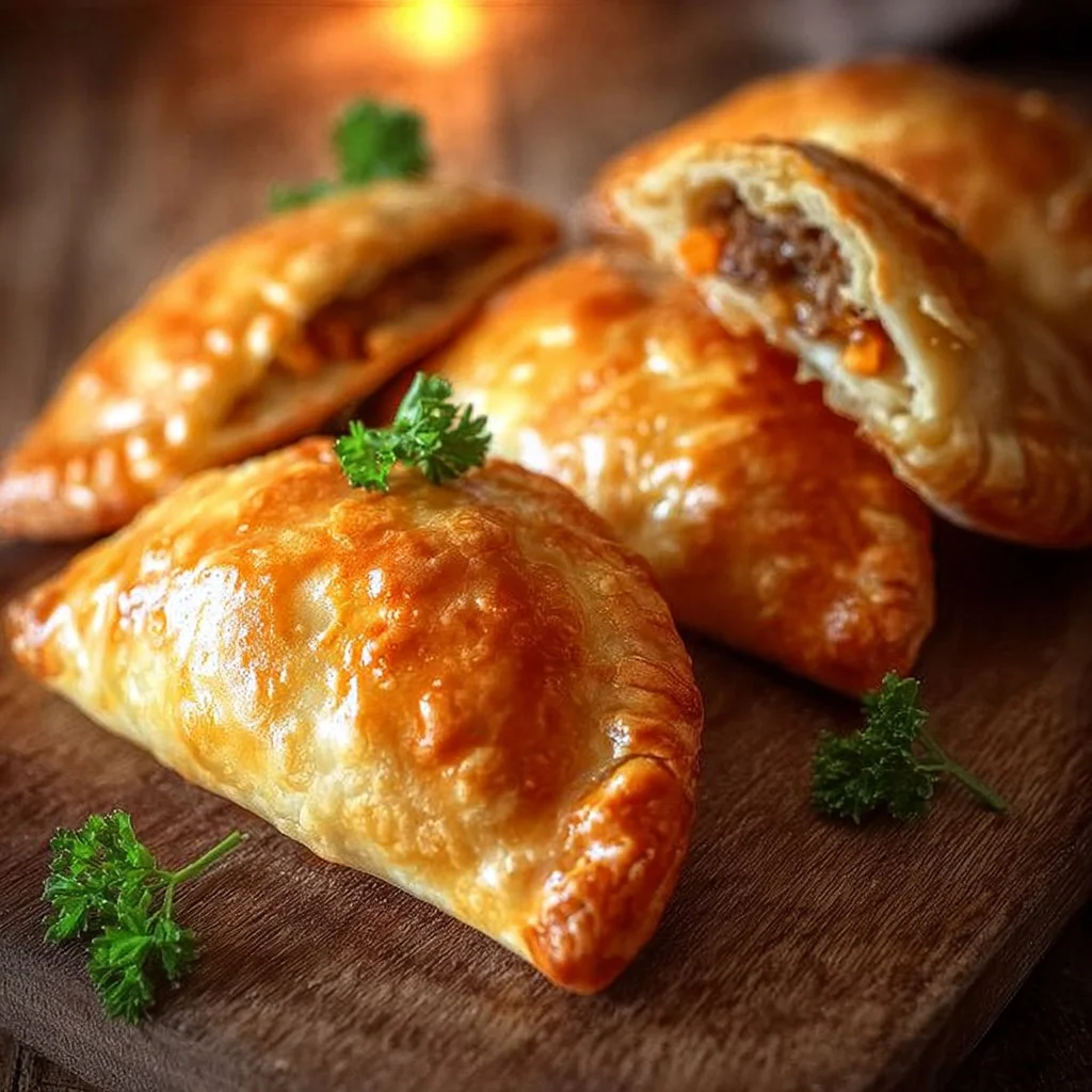 Homemade crispy Argentine empanadas with savory beef filling