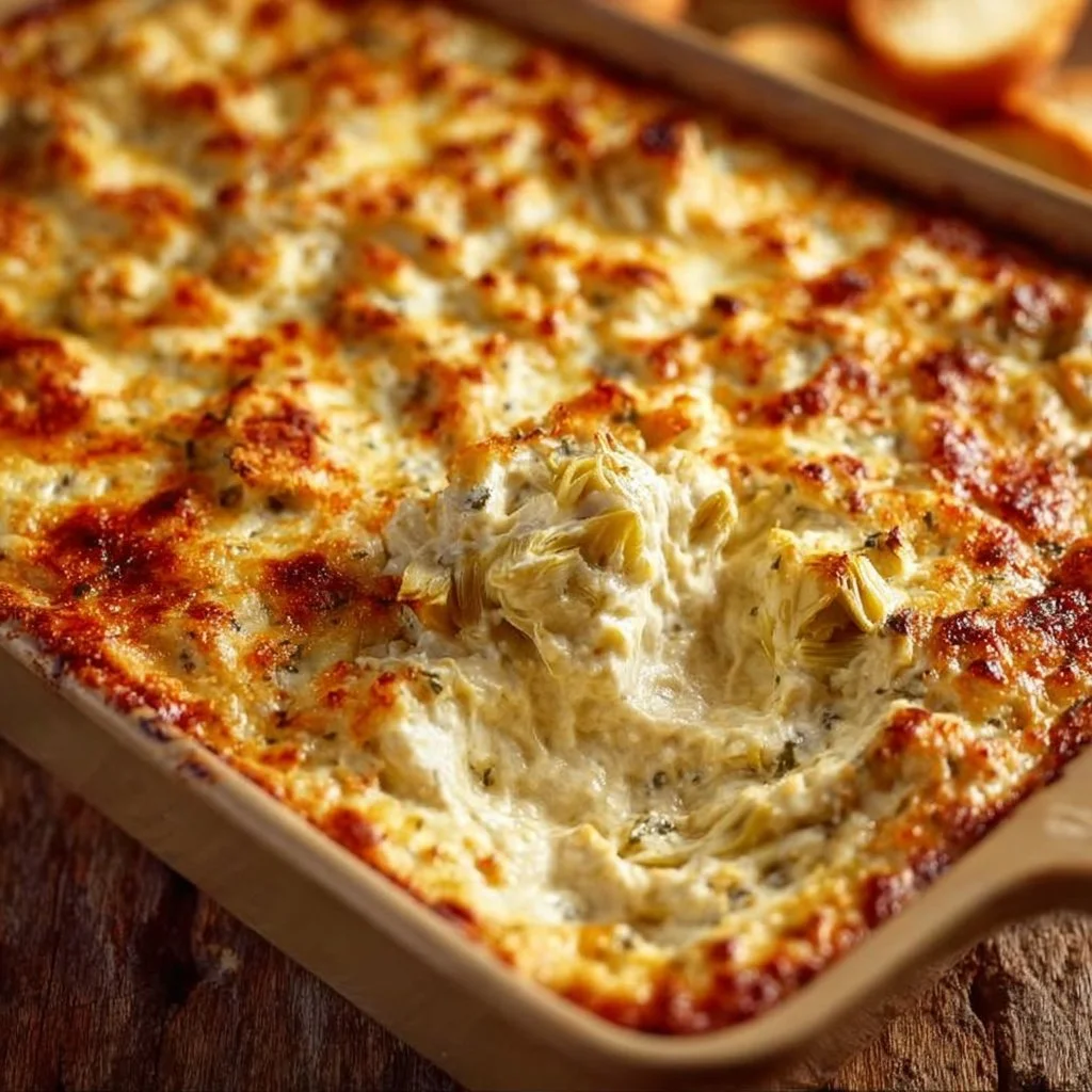 Delicious artichoke dip recipe by Paula Deen served in a bowl