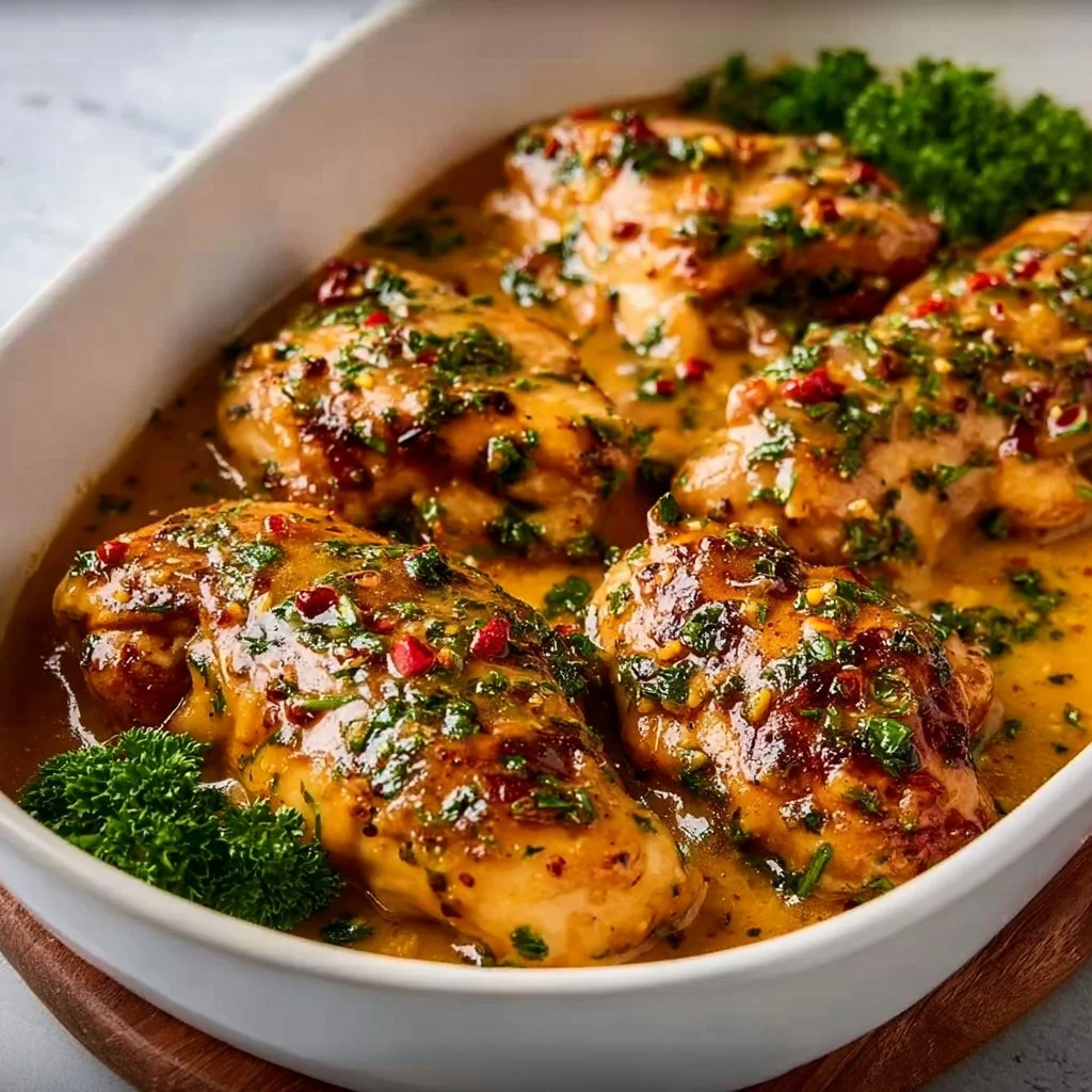 Delicious Bang Bang Chicken Bake served with fresh greens on a plate.