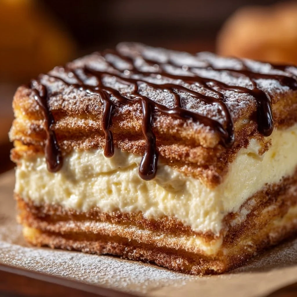 Delicious Churro Cheesecake topped with cinnamon sugar
