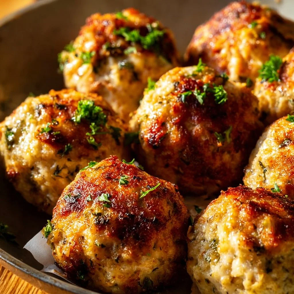 Crispy Mediterranean chicken meatballs served with fresh ingredients
