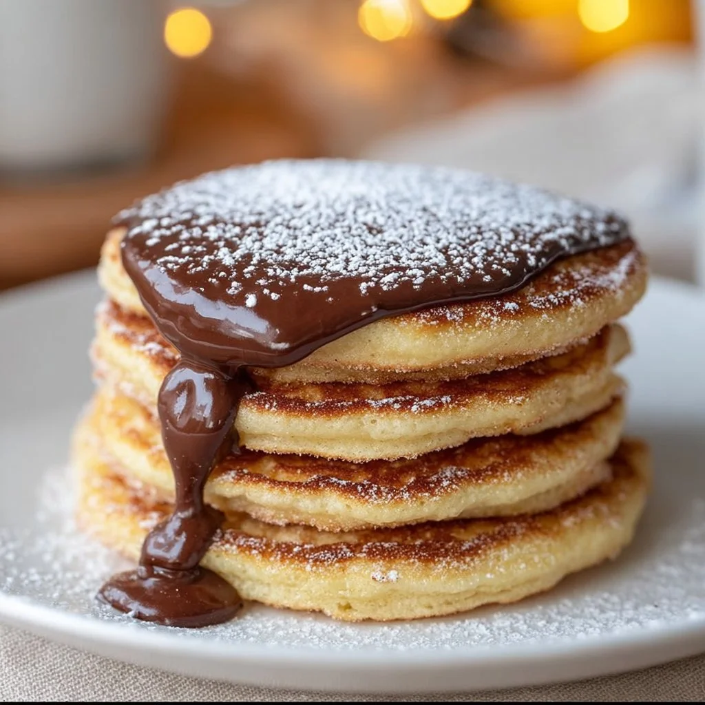 Delicious plate of churro pancakes dusted with cinnamon and sugar