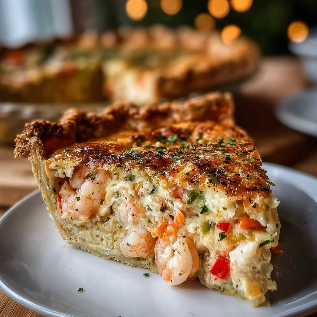 Florida Shrimp Pie, a savory seafood dish made with fresh shrimp.