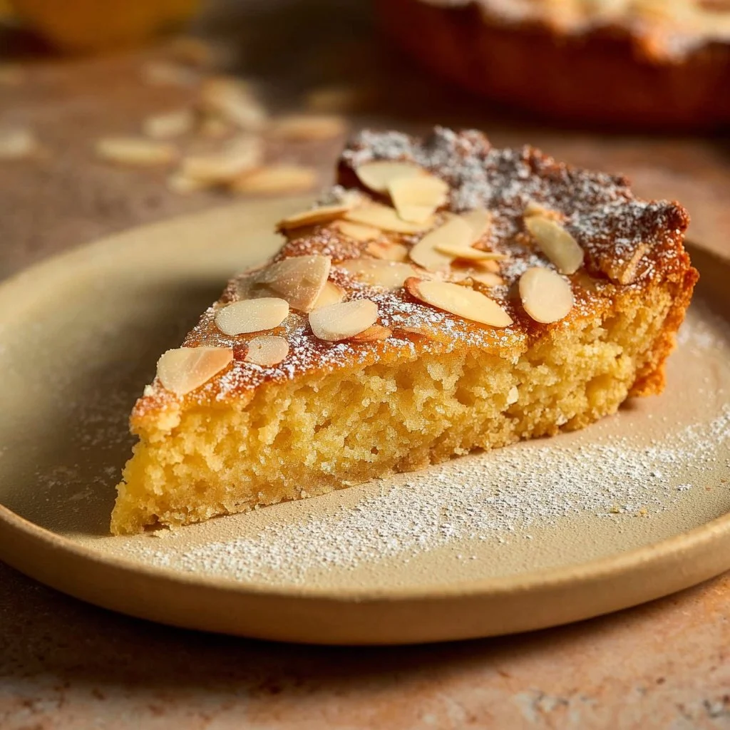 Delicious French Almond Tart displaying a golden crust and almond filling.