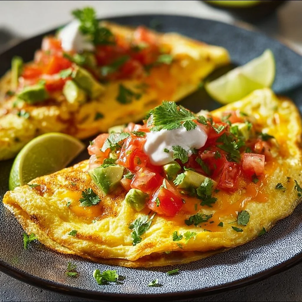 Delicious Mexican Omelette with fresh vegetables and spices