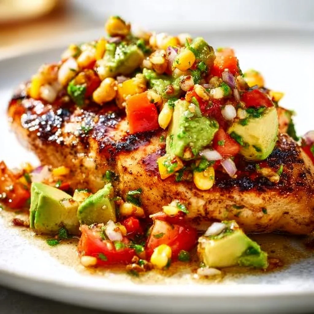 Fiesta Lime Chicken with vibrant toppings and lime slices on a plate
