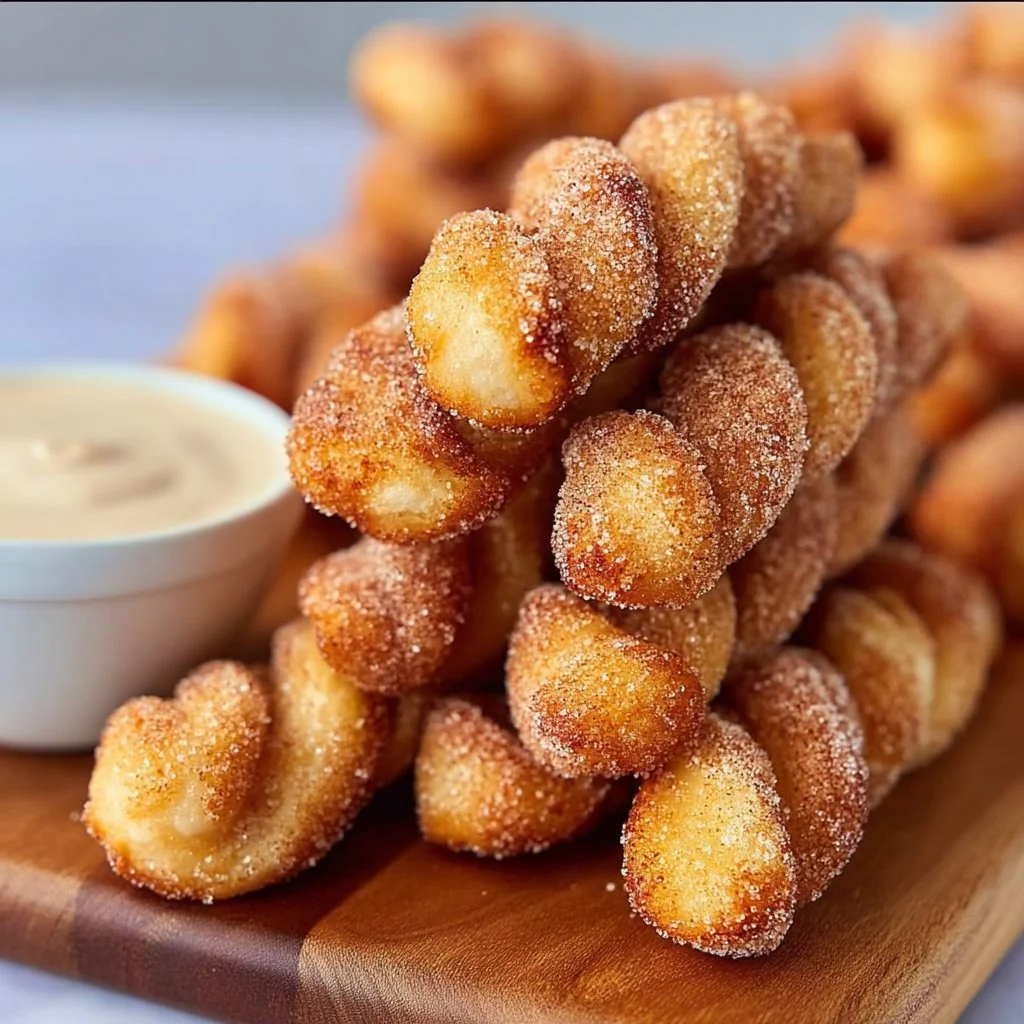 Delicious air fryer cinnamon sugar twists served on a plate