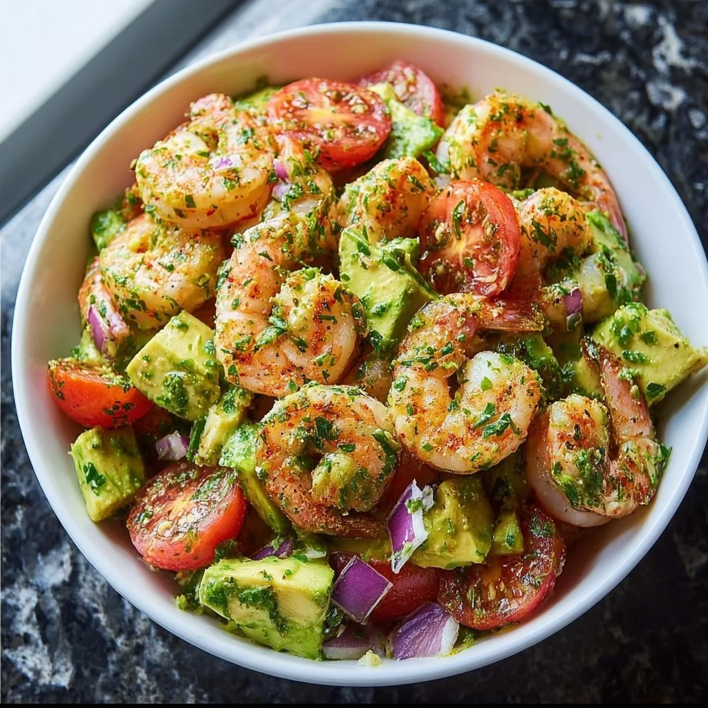 Fresh avocado shrimp salad with vibrant ingredients for a healthy meal