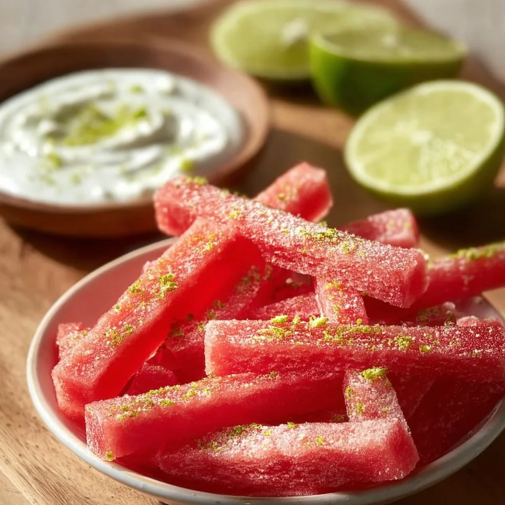 Coconut-Lime Dip served with watermelon fries for a refreshing summer treat