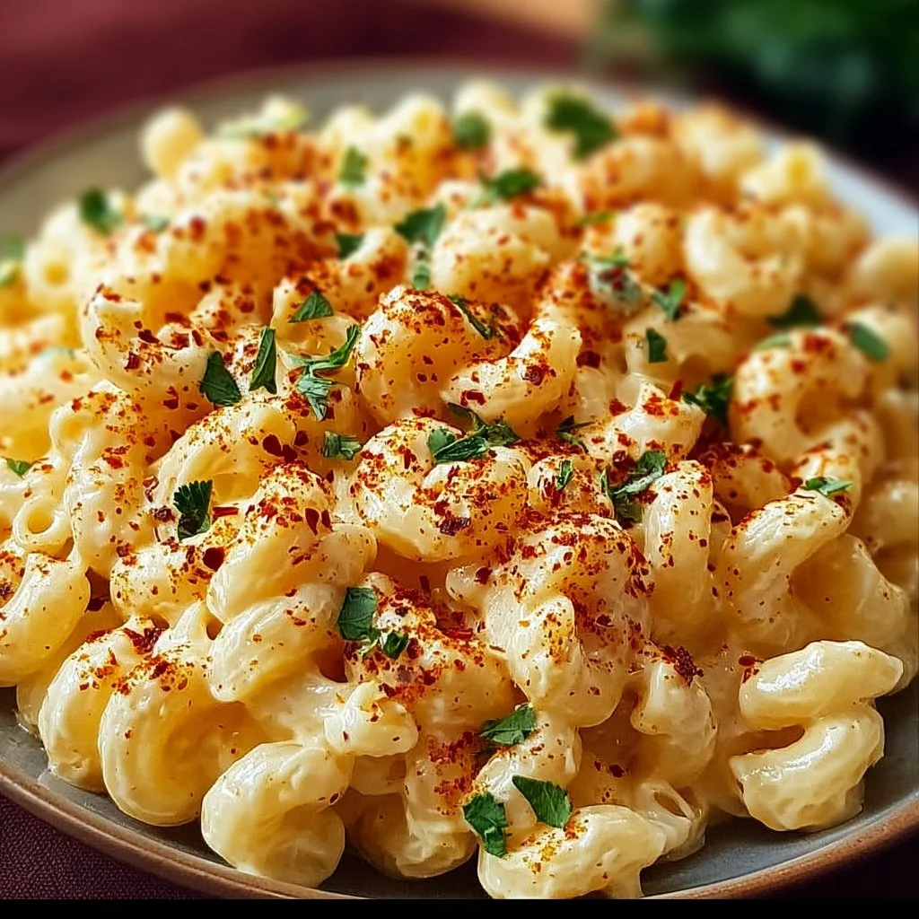 Delicious Deviled Egg Macaroni Salad served in a bowl with a garnish