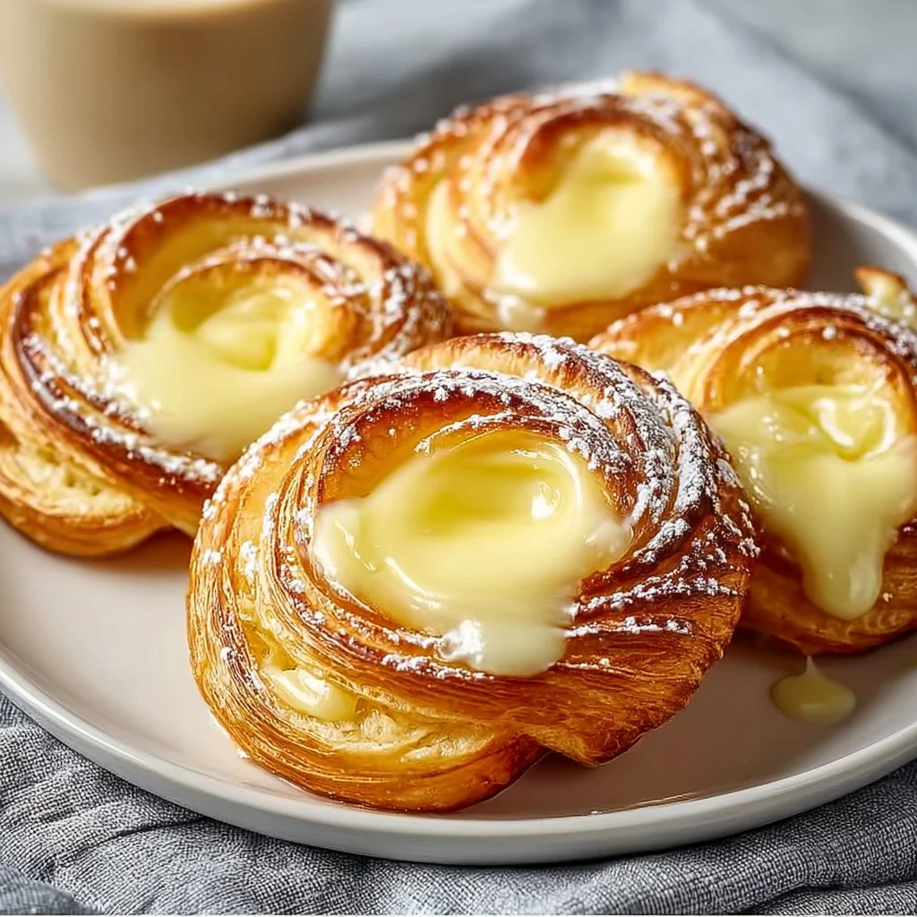 Flaky Cheese Danish pastry fresh out of the oven, topped with icing.