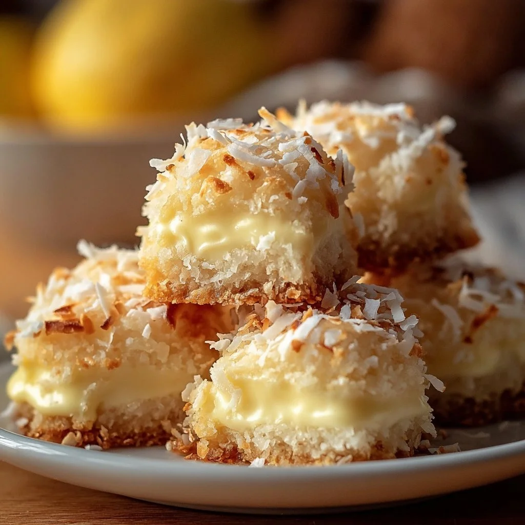 Lemon Coconut Cheesecake Cookies displayed on a white plate with a lemon slice.