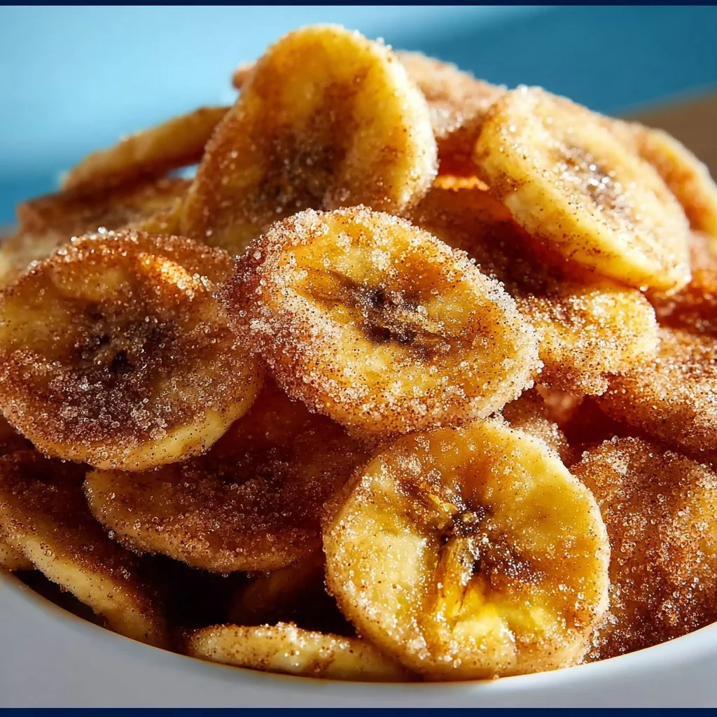 Delicious air fryer banana sprinkled with cinnamon sugar