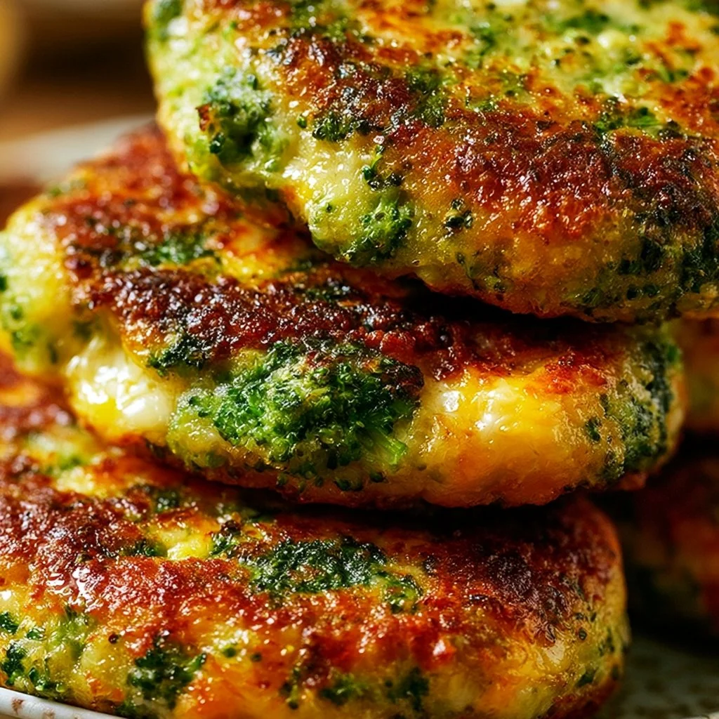 Plate of homemade Broccoli Cheese Patties ready to serve