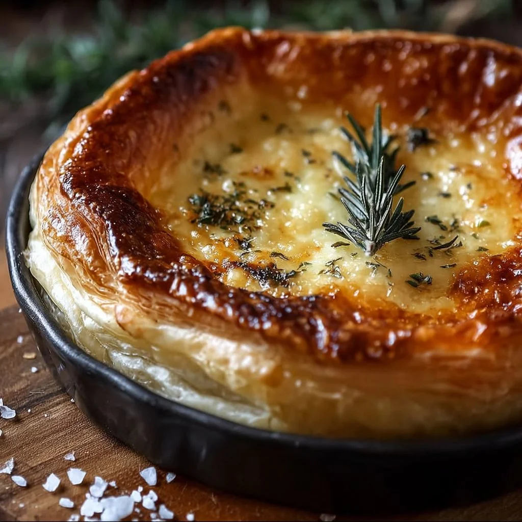 Cheesy rosemary pastry baked to golden perfection with a flaky crust