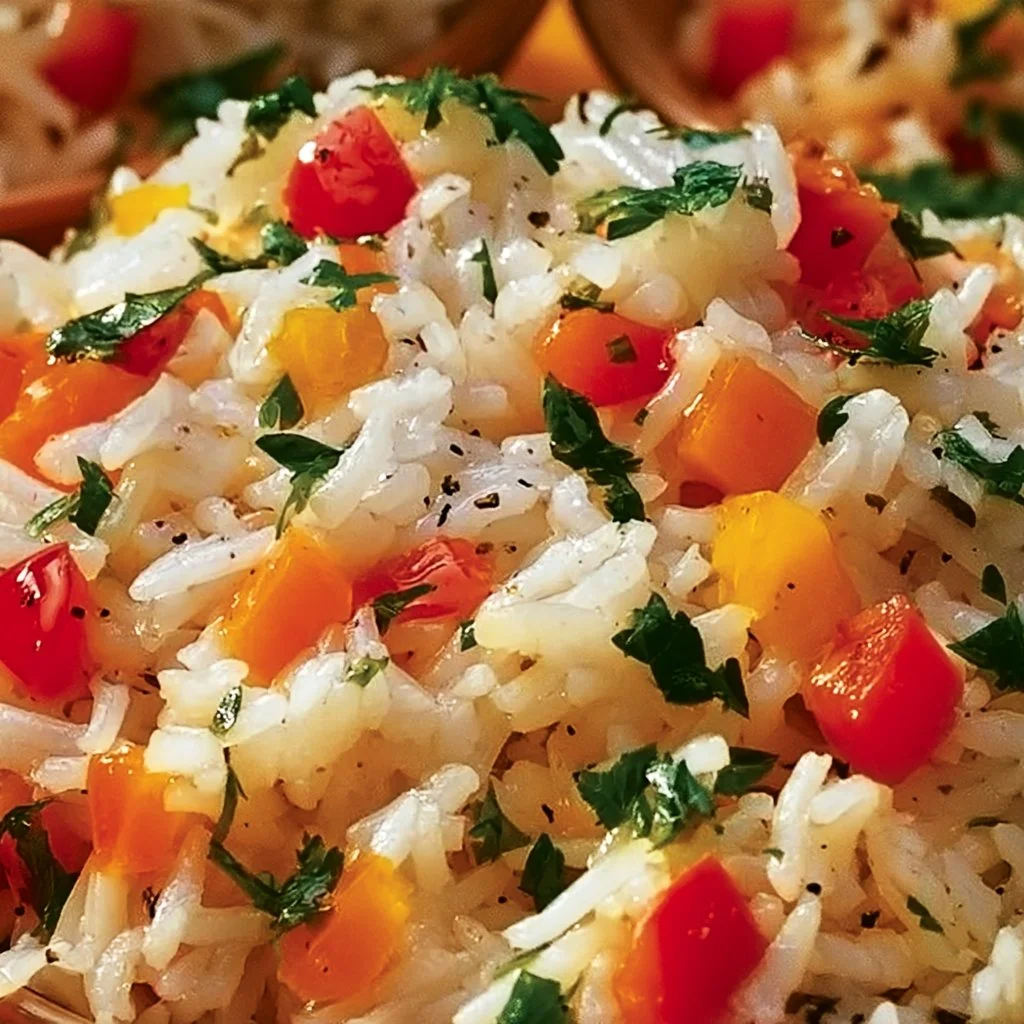 Coconut-Infused Pepper Rice recipe featuring aromatic spices and fresh ingredients.