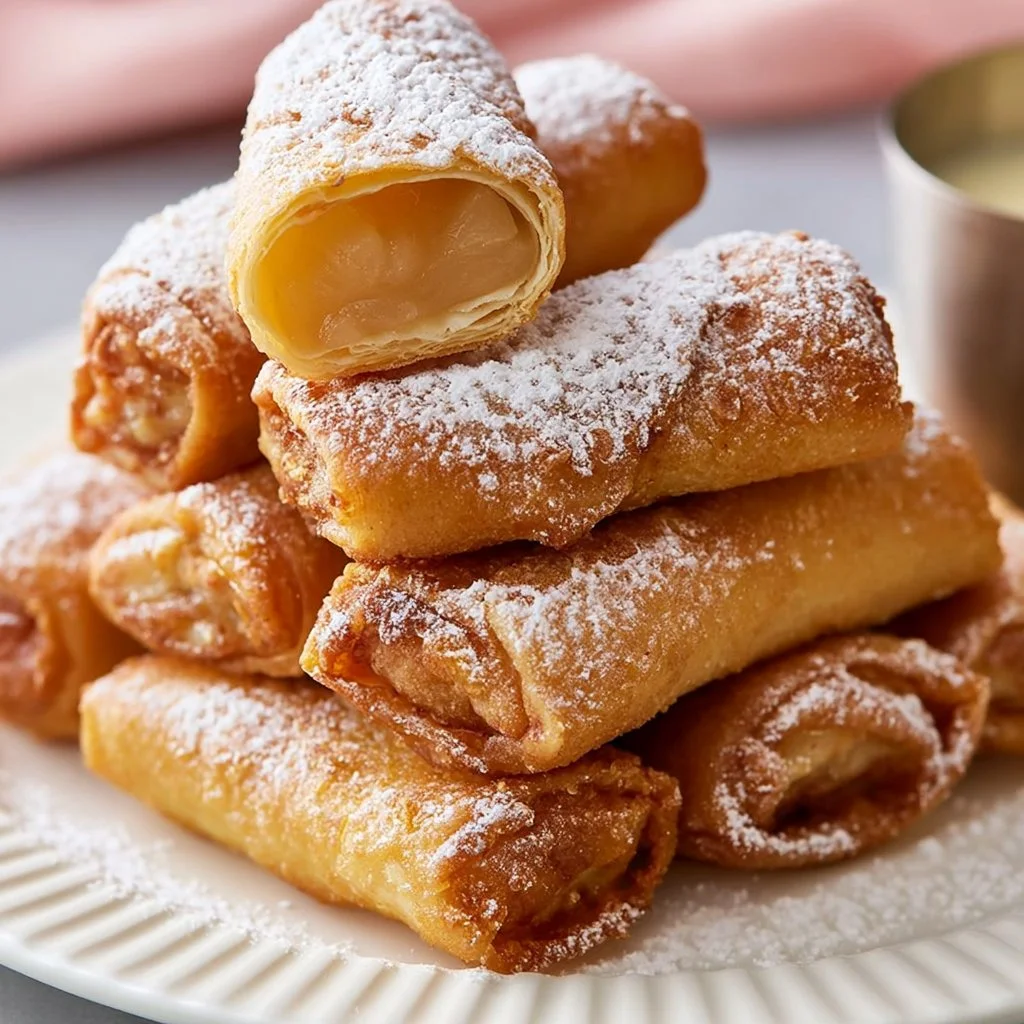 Dessert logs featuring delicious apple pie filling on a plate.