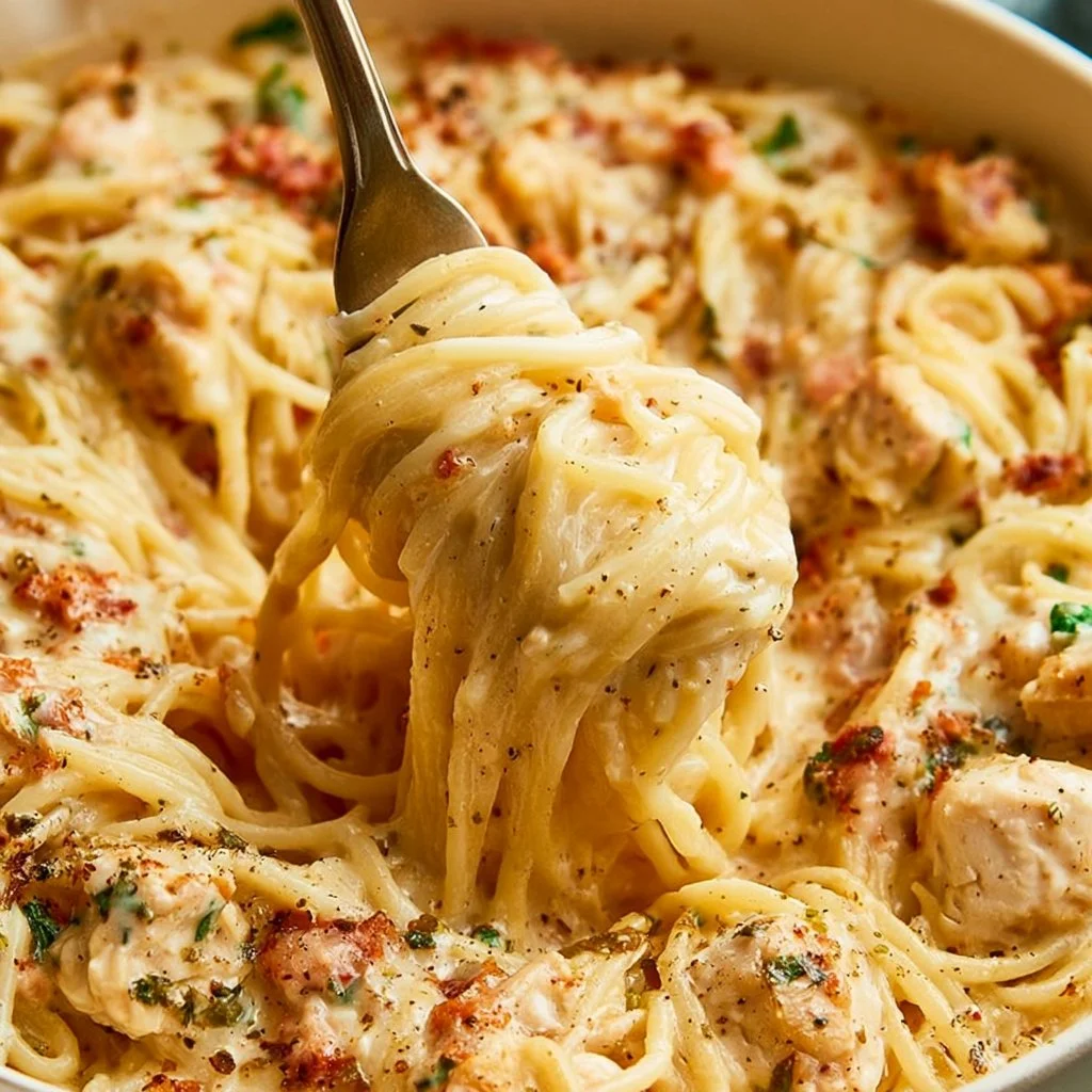 Delicious farmhouse casserole recipe served in a rustic dish