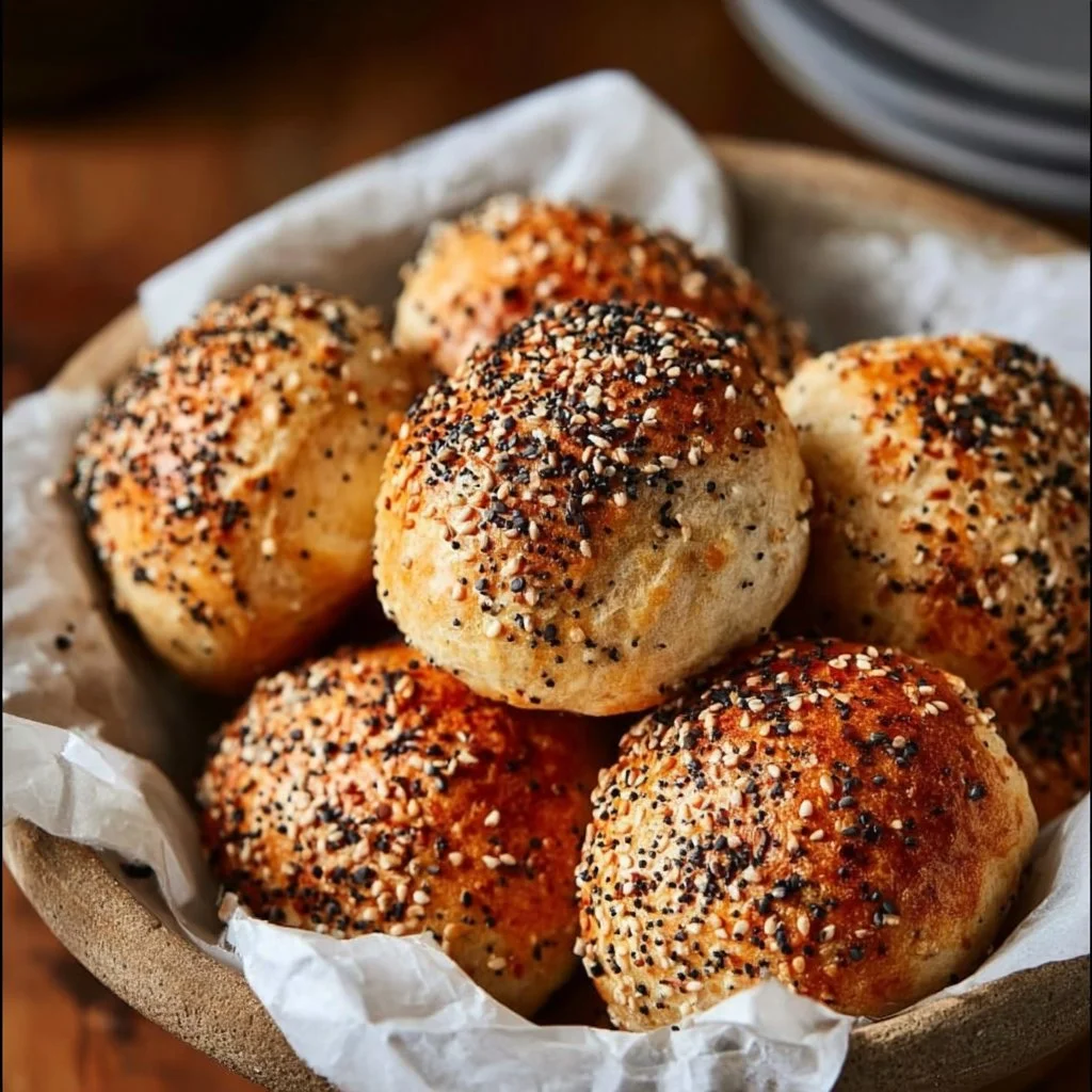 Homemade bagel bombs made from sourdough discard, golden and fluffy.