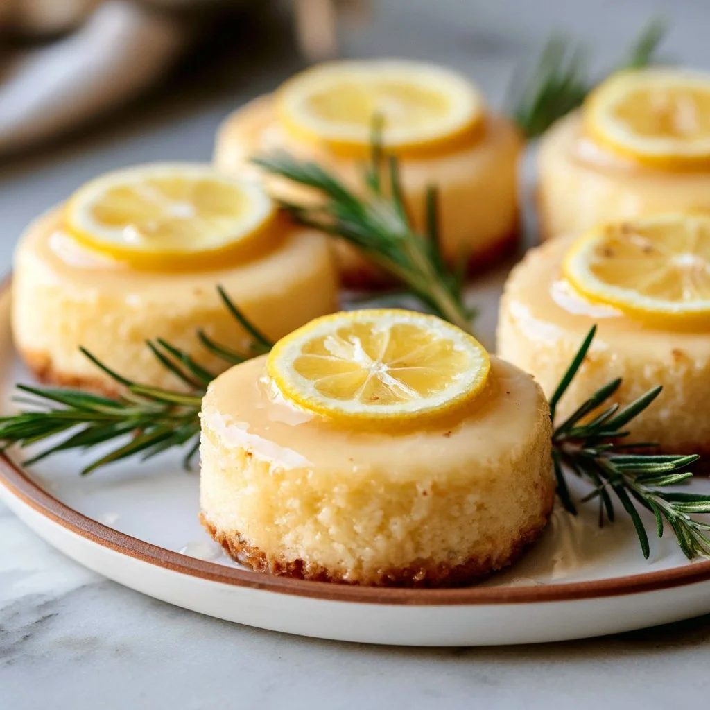 Lemon rosemary shortbread cookies baked to perfection, garnished with fresh rosemary.