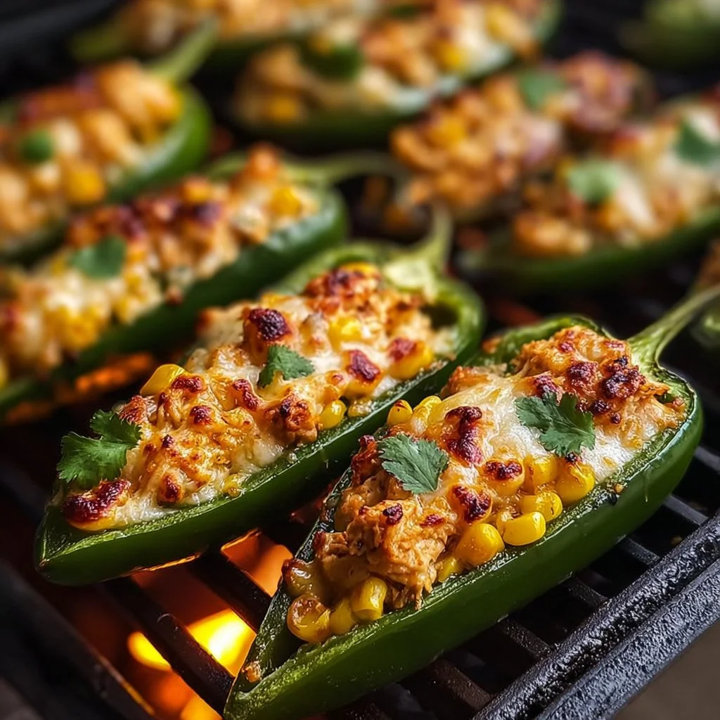 Plate of spicy pineapple chicken topped with fire-roasted jalapeños