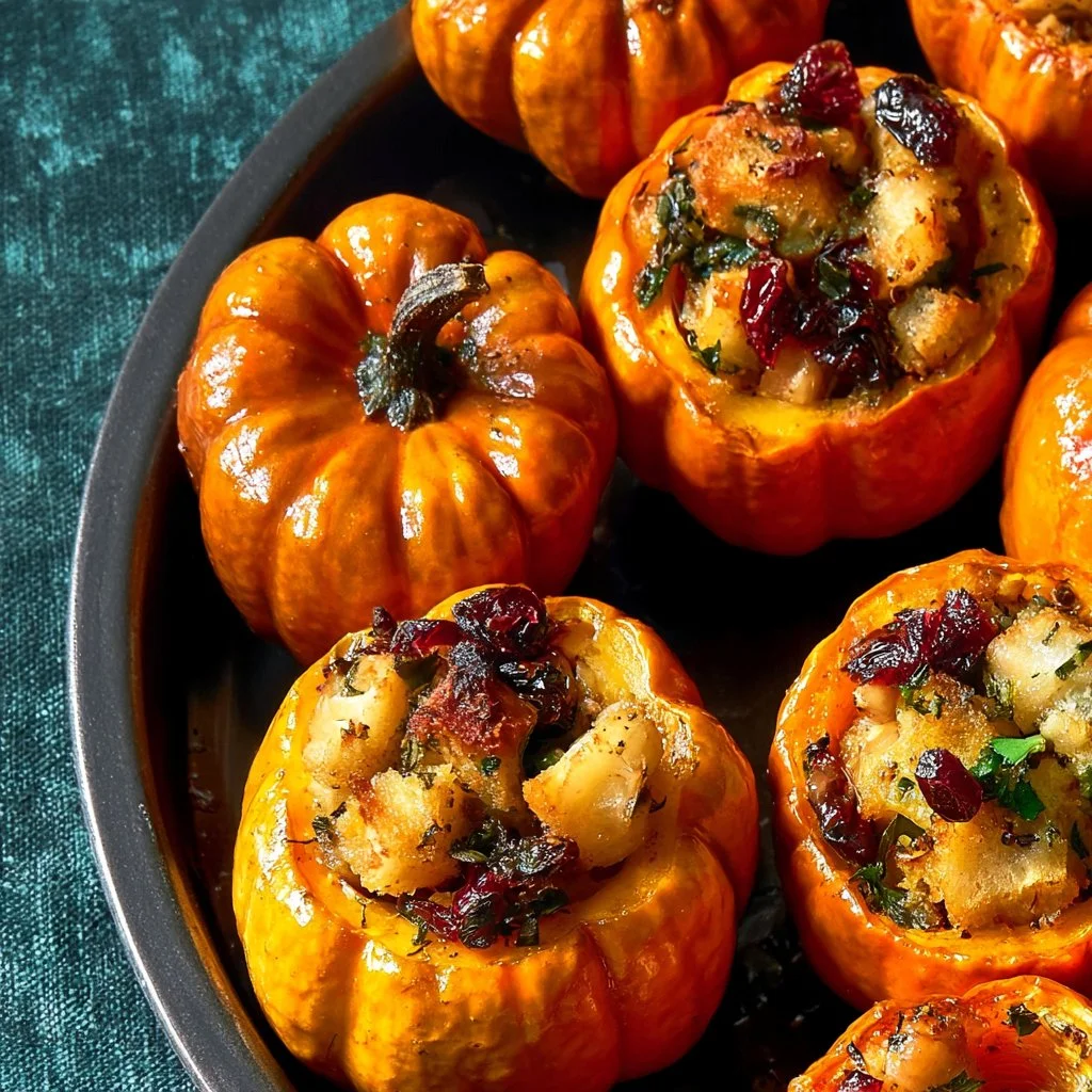 Delicious stuffed pumpkins filled with savory ingredients for autumn