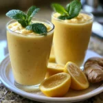 A refreshing Banana Ginger Lemon Winter Smoothie served in a glass.