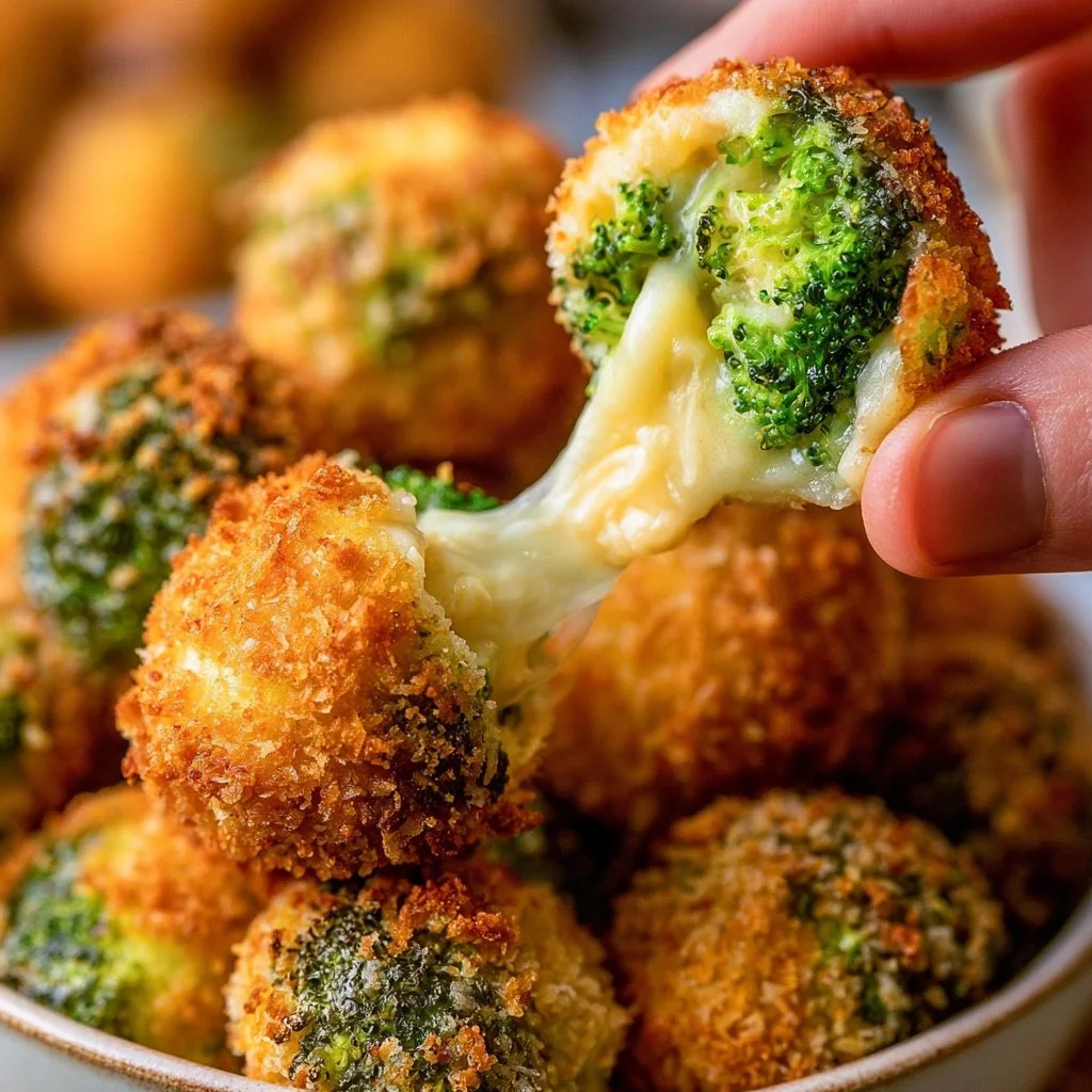 Deliciously baked broccoli cheese balls on a platter