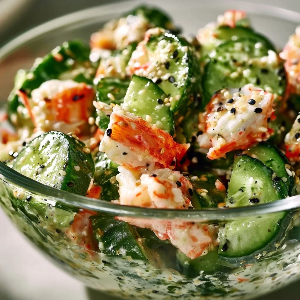 Delicious California Roll Cucumber Salad with fresh ingredients