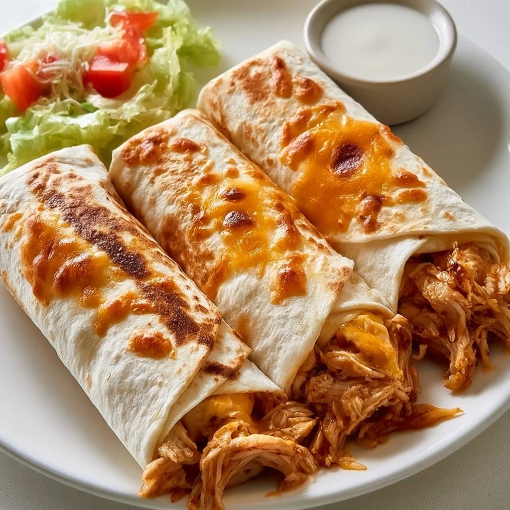 Chicken wraps filled with fresh vegetables and grilled chicken in a tortilla