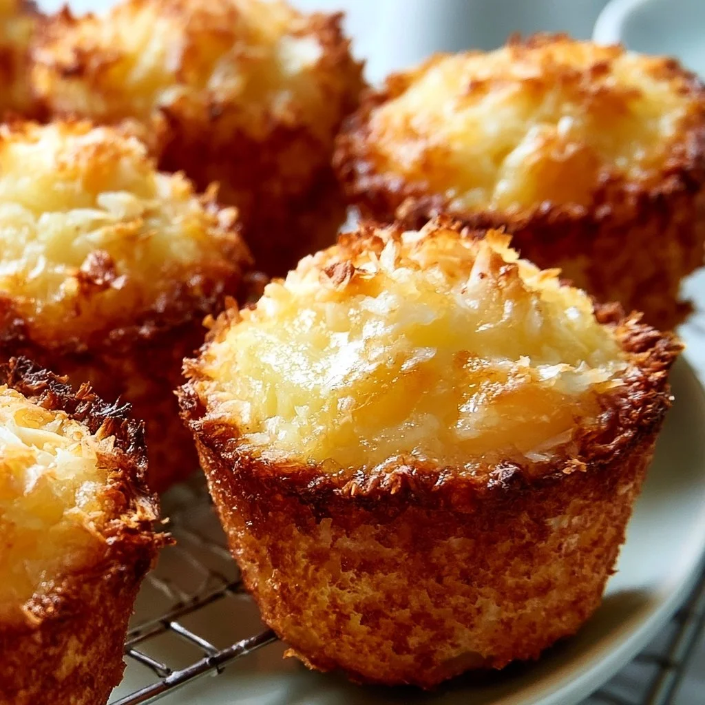 Delicious Coconut & Pineapple Cottage Cheese Muffins on a plate