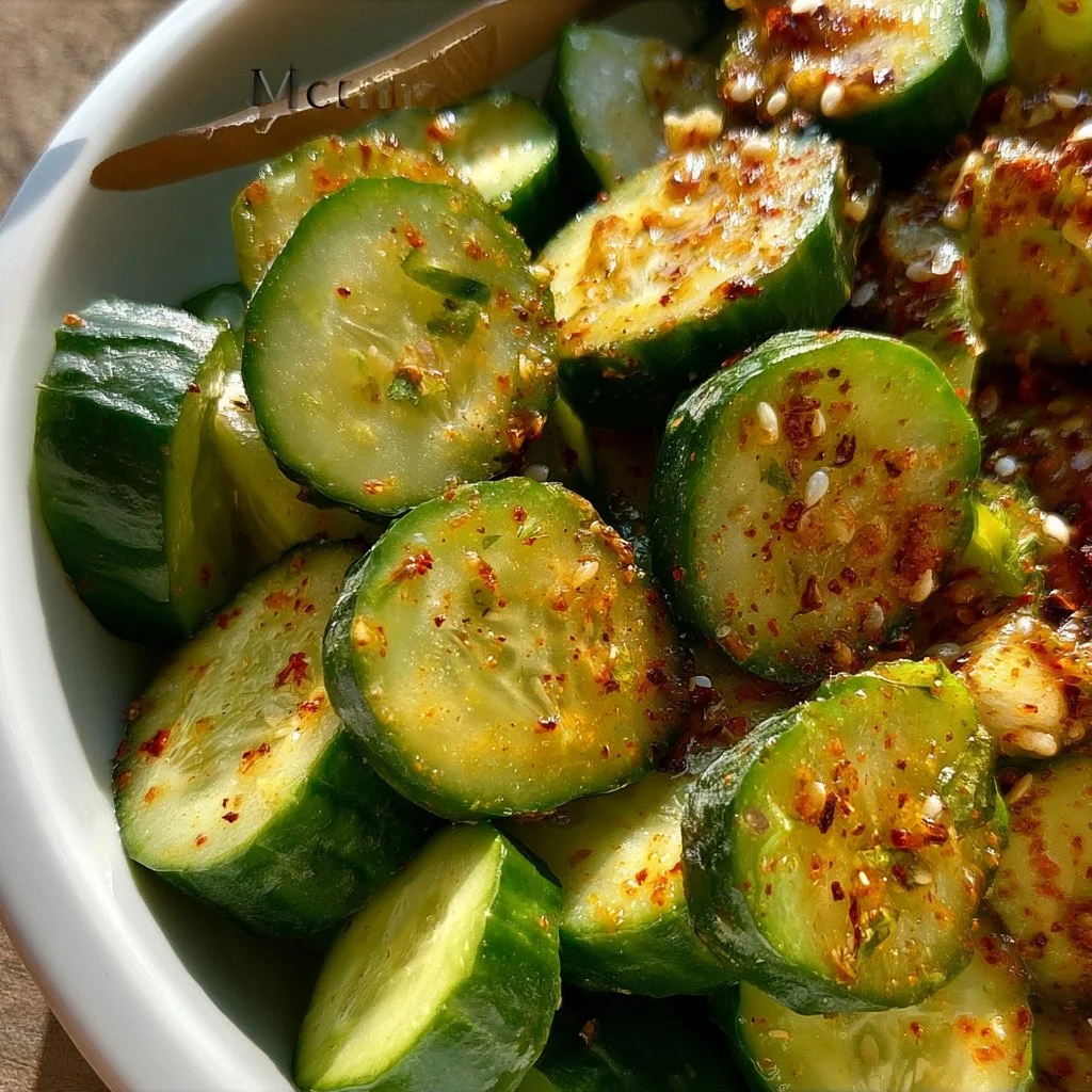 Fresh cucumbers prepared in delicious Mexican style with spices and lime.