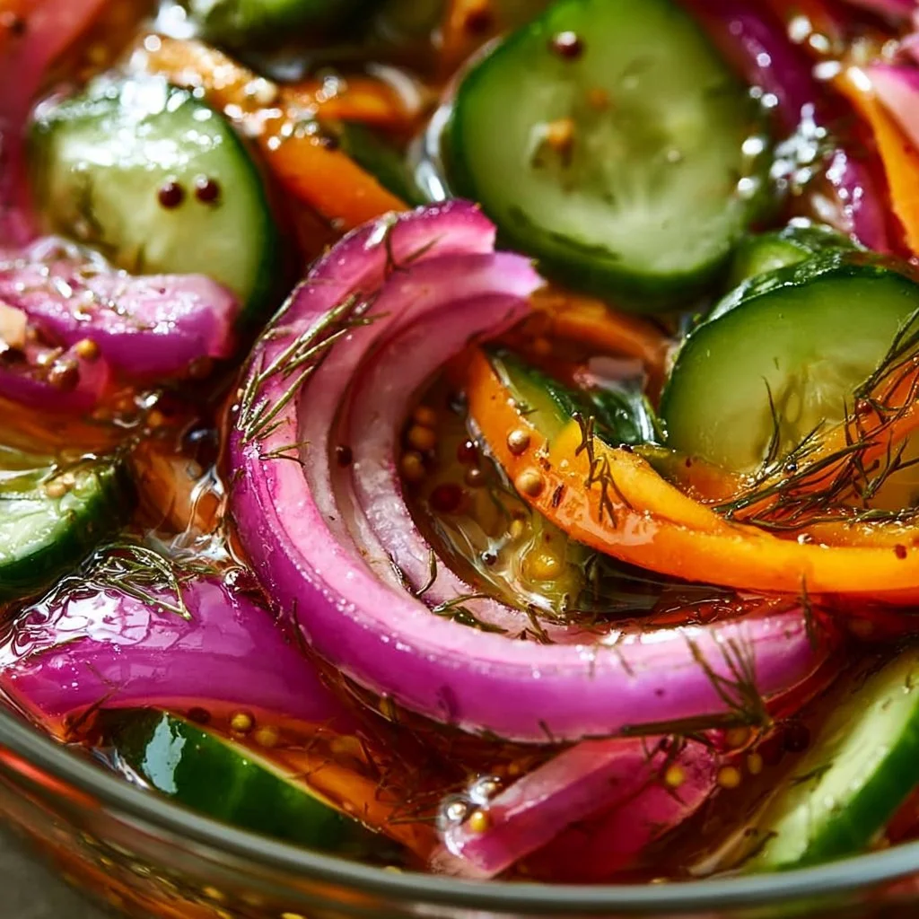 Fast refrigerator pickled vegetables in jars for quick and easy recipes