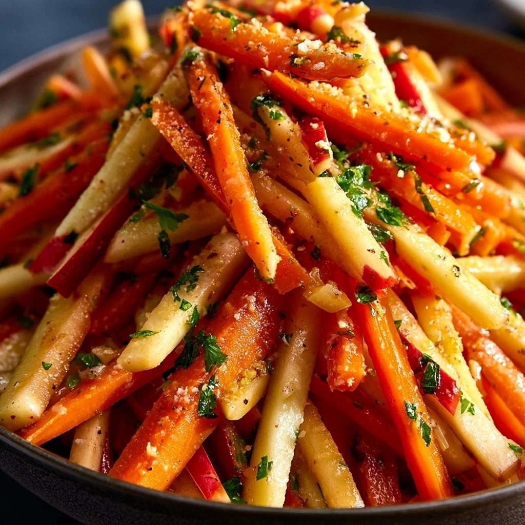 Fresh carrot apple salad with vibrant colors and healthy ingredients