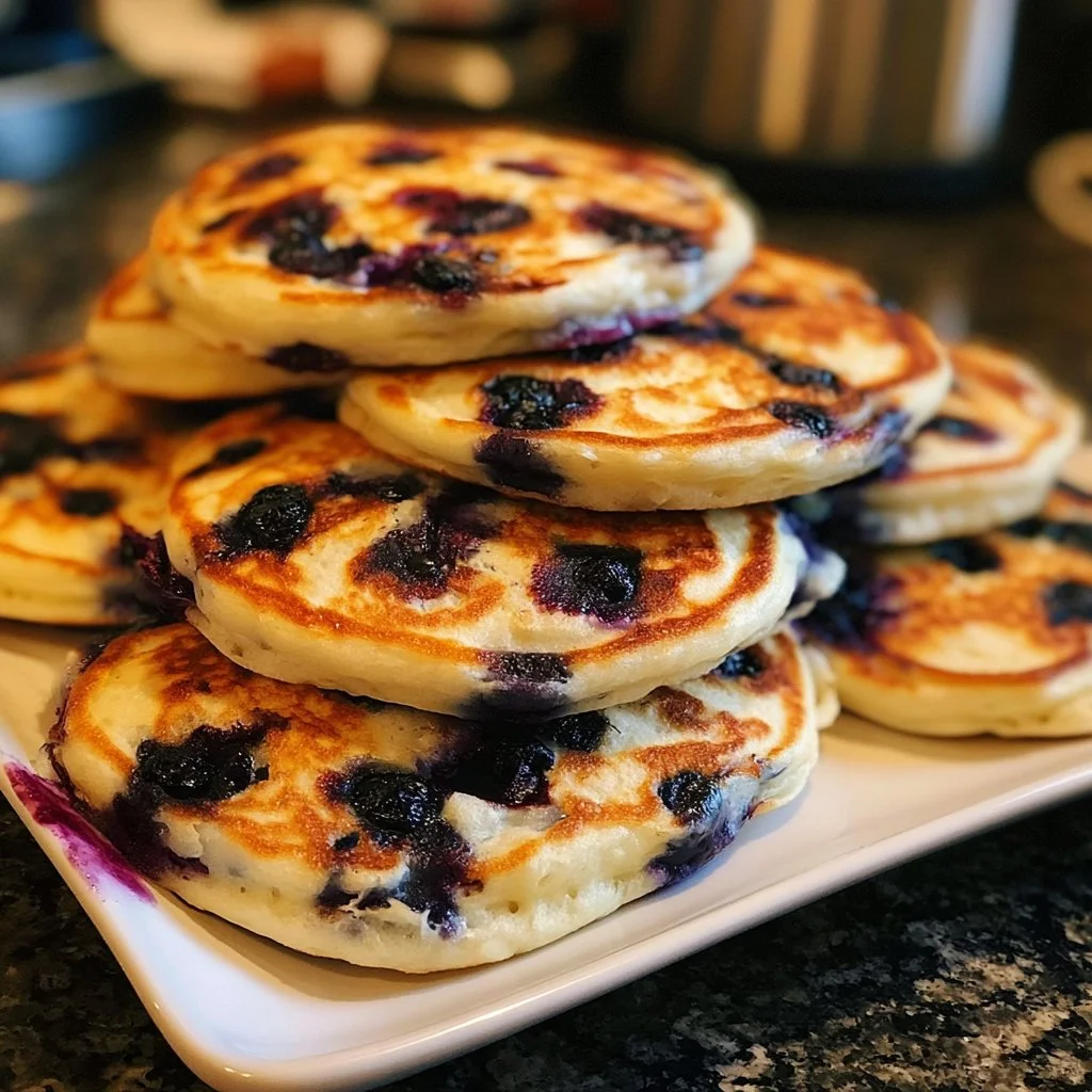 Delicious healthy blueberry pancakes ideal for baby-led weaning