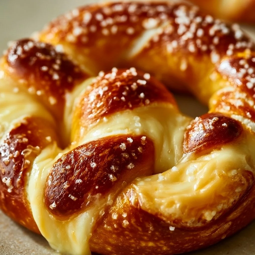 Homemade soft pretzels ready to be served with mustard and cheese dip