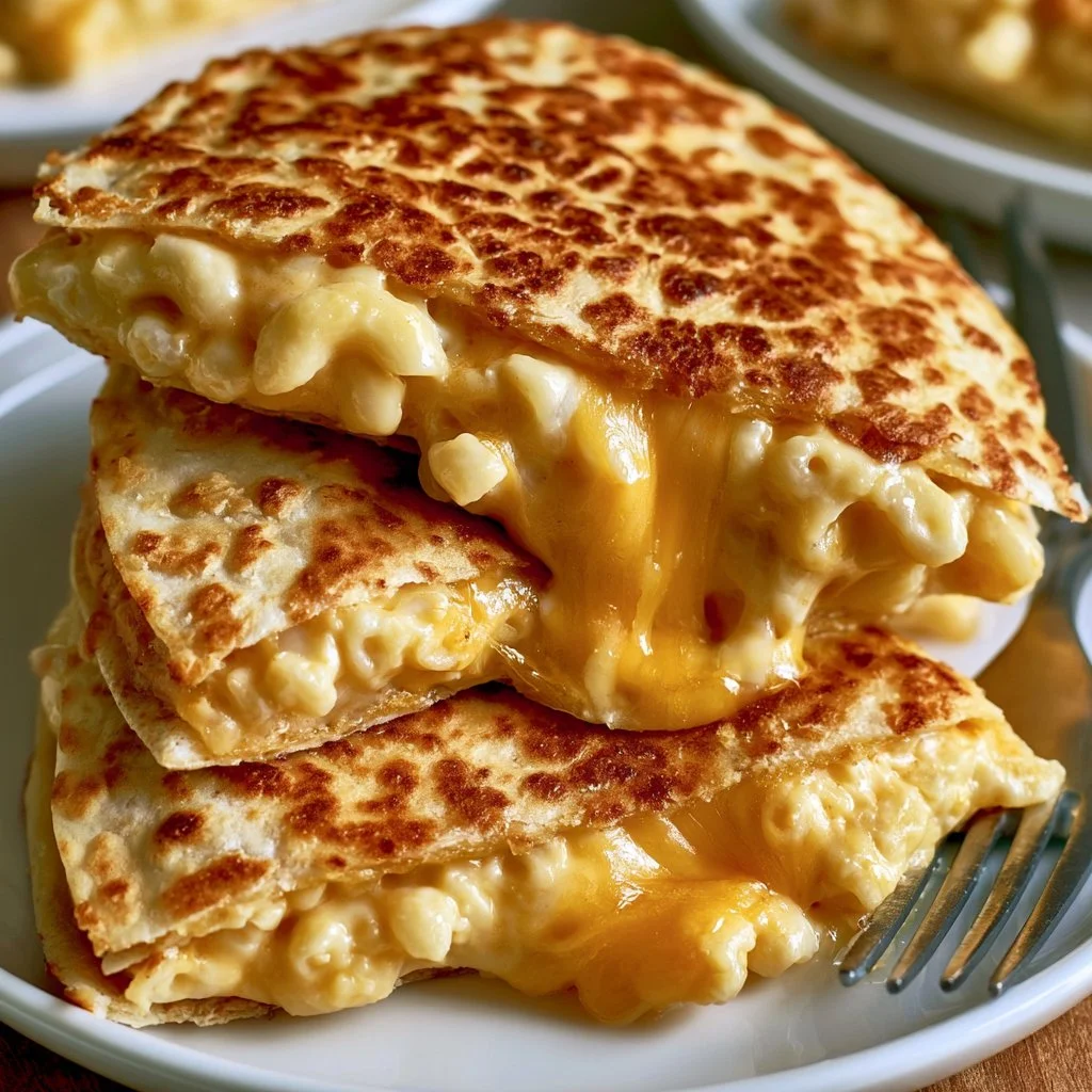 Delicious Mac and Cheese Quesadilla served on a plate