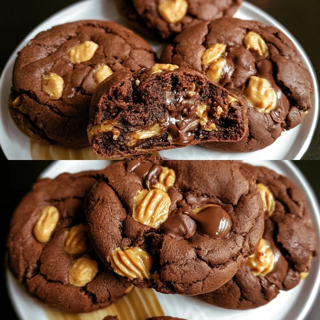 Delicious Peanut Butter Brownie Cookies on a cooling rack, showcasing their rich texture.