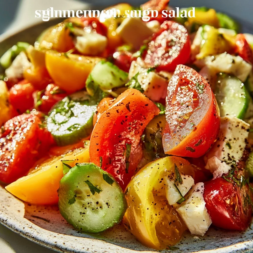 A vibrant bowl of refreshing summer salads with fresh vegetables and herbs