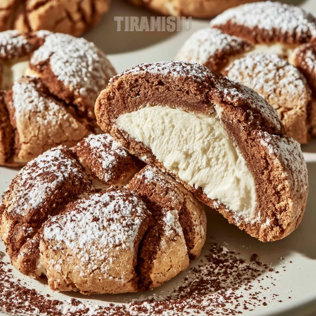 Delicious homemade tiramisu cookies with cocoa and coffee flavors.