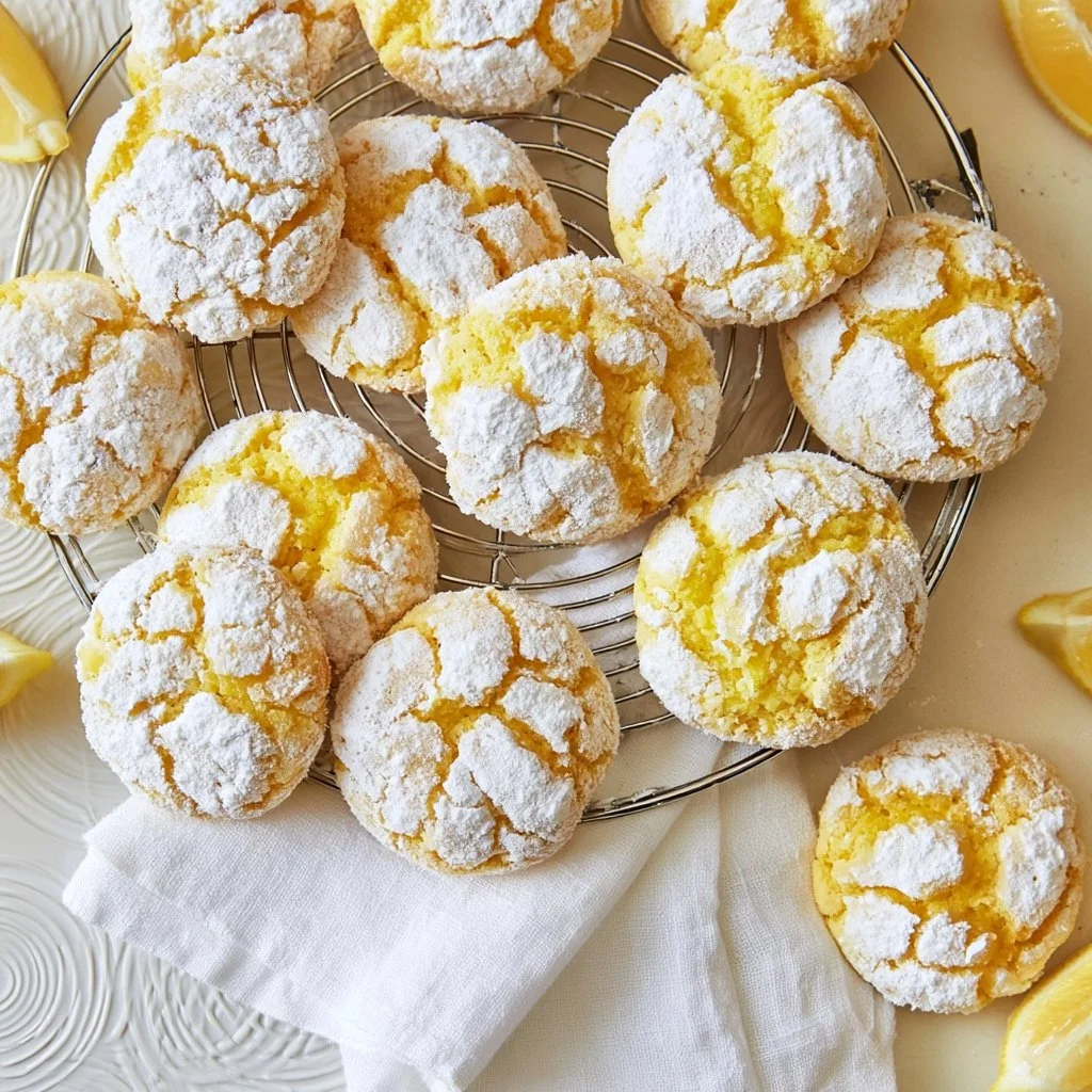 Delicious lemon cookies on a plate, freshly baked and decorated with lemon zest.