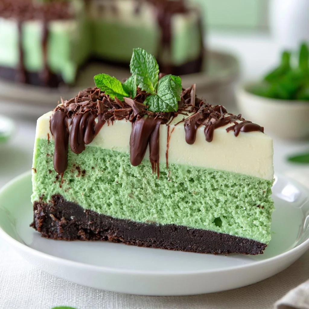 Mint Chocolate Cream dessert served in a elegant dish with chocolate shavings
