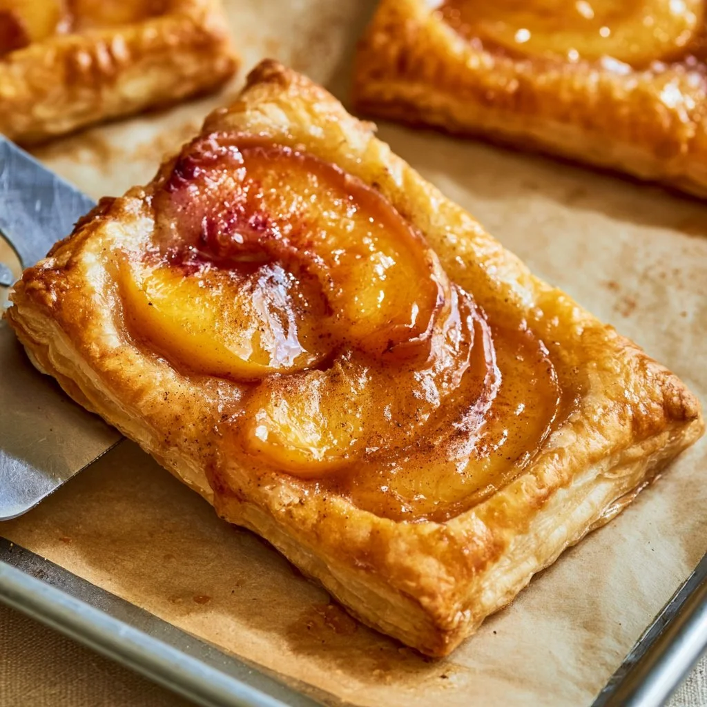 Peaches and Cream Tartlets with an upside-down presentation