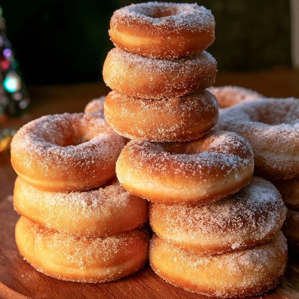 Delicious baked donuts on a plate with colorful sprinkles