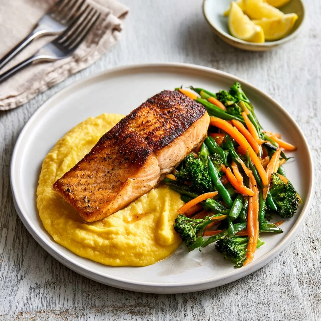 A plate of healthy dinner recipes for weight loss featuring colorful vegetables and lean protein.