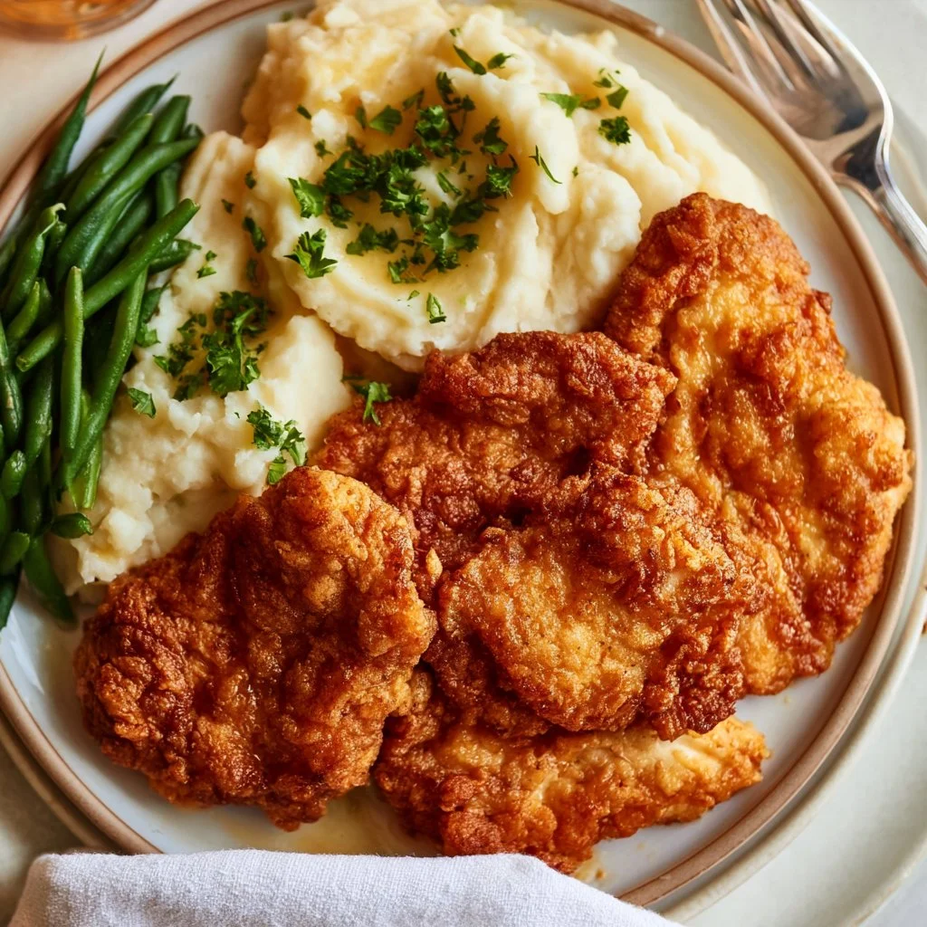 Homemade chicken fried steak served with creamy gravy