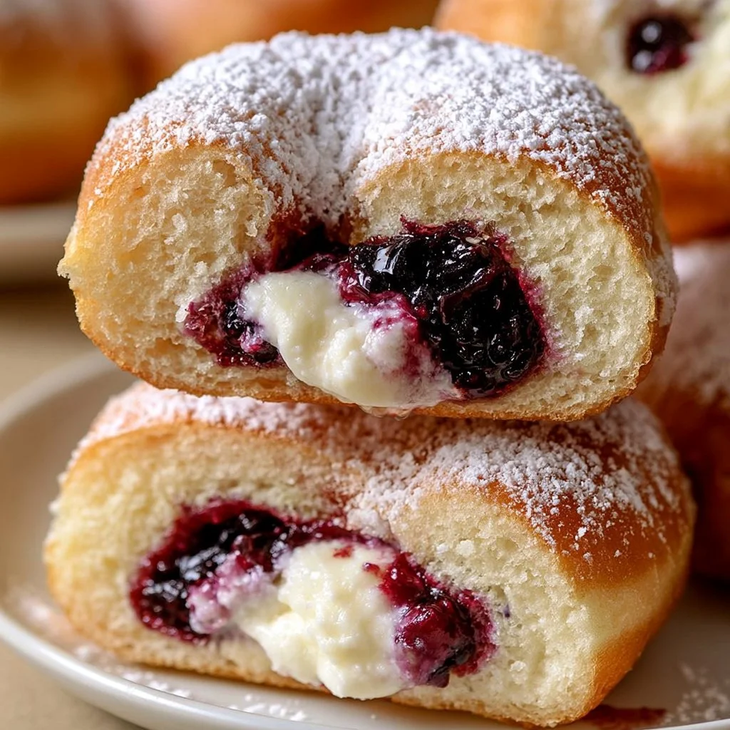 Italian sugar donuts filled with berry bliss, a delicious dessert