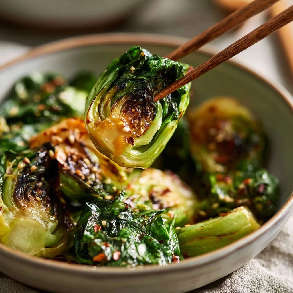 Savory Ginger and Garlic Bok Choy Stir-Fry in a colorful dish
